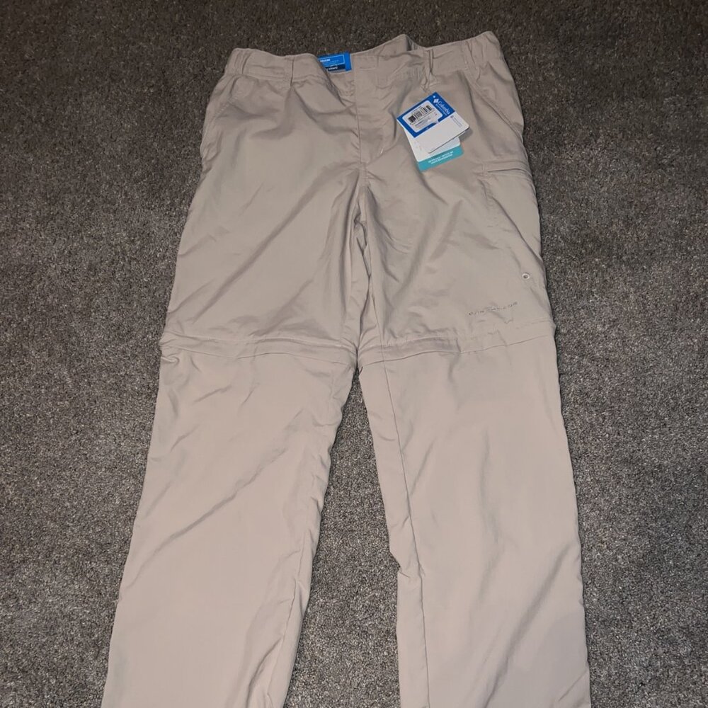 Columbia Women's Zip Off Khaki Pants Convertible Fossil Aruba Omni Shade 30 PFG